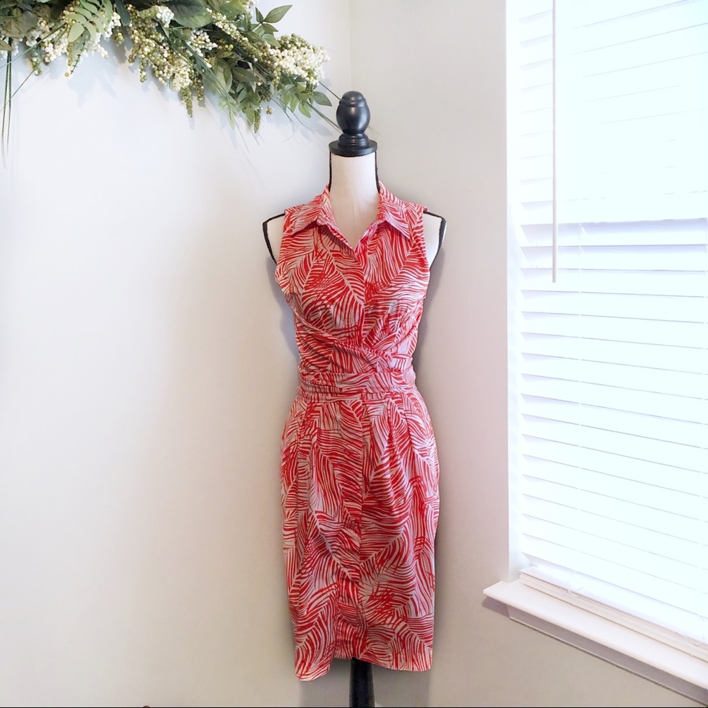 Talbots palm leaves shirtdress orange - 8